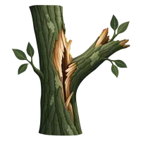 Cracks, splits and structural damage illustration