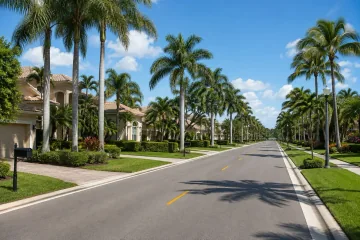 Neighborhood view with palms