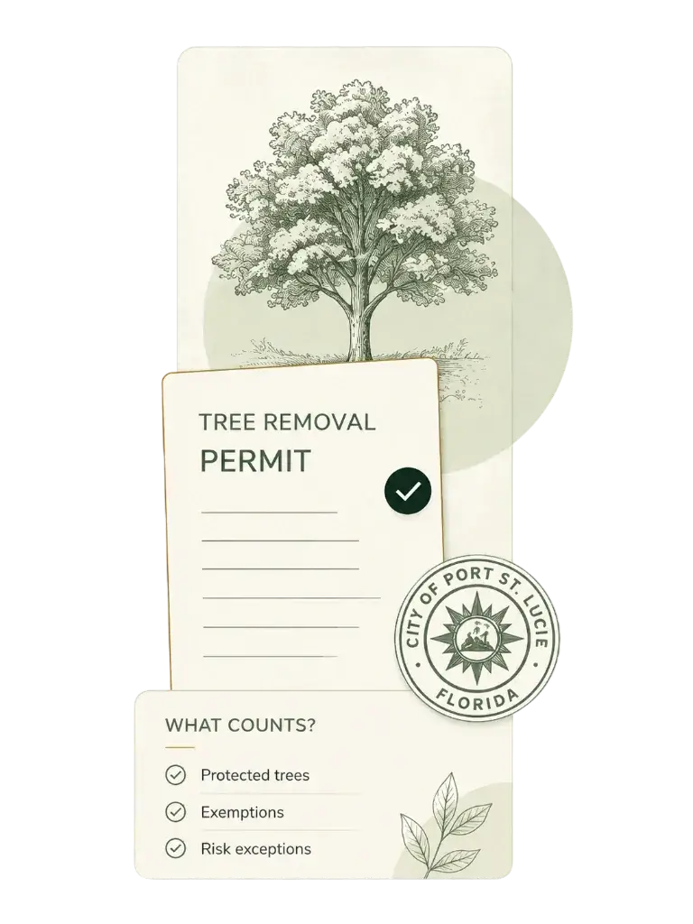 Illustration representing tree removal permits and exemptions